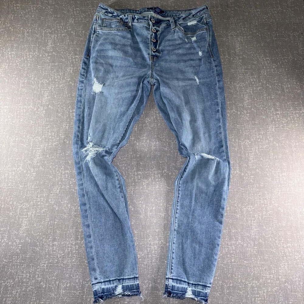Arizona Jean Co Jeans Juniors 13 Blue Medium Wash High Rise Skinny Distressed